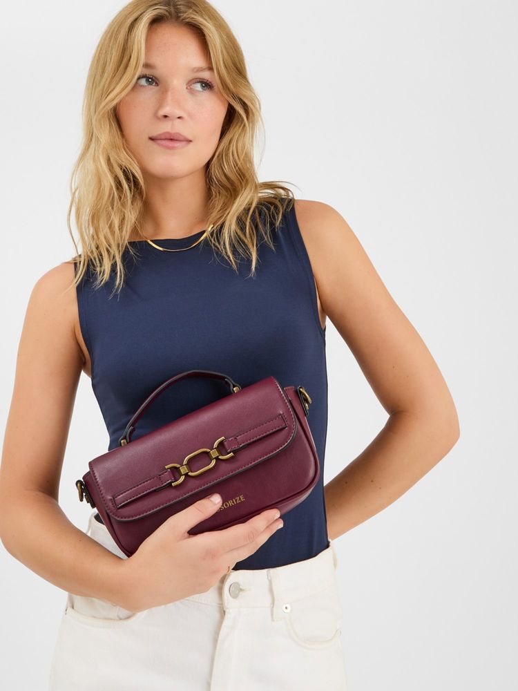 Accessorize London Women Burgundy Snaffle Sling Bag-picture-10