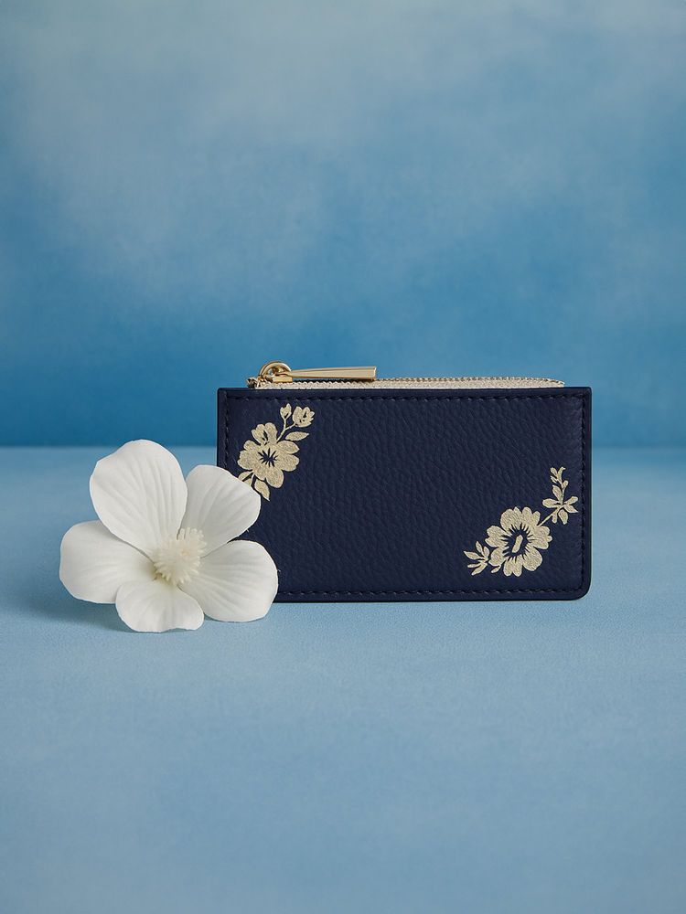 Accessorize London Women Navy Blue Embroidered Card Case-picture-14