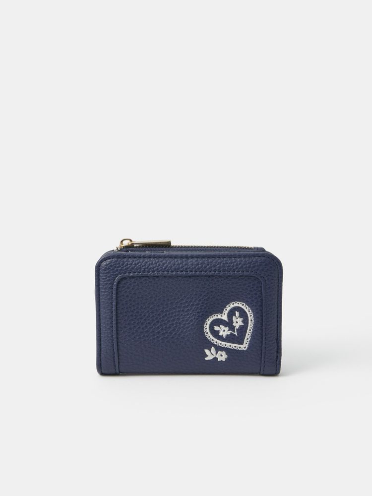 Accessorize London Women Navy Blue Heart Embroidered Wallet-picture-25