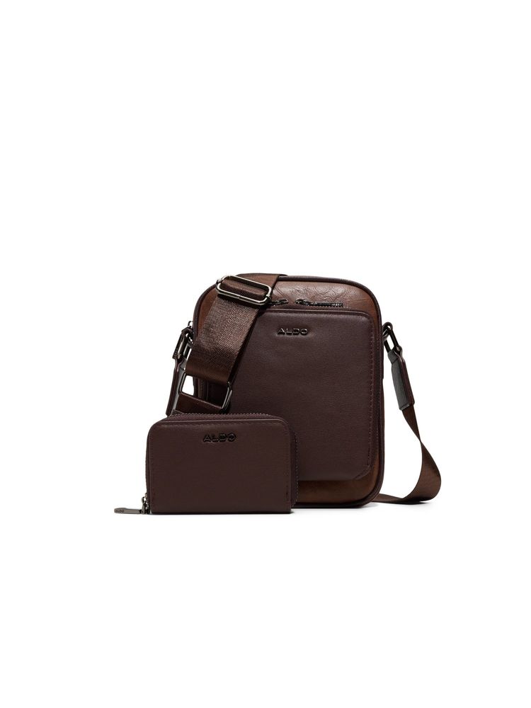 Aldo Men Maximilian Brown Cross Body Bag with Pouch-image-4