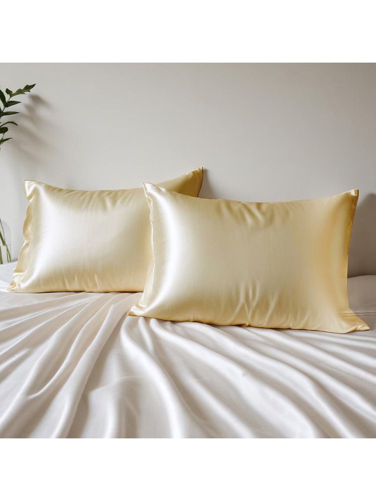 Layers Micro Satin Silk Gold Taupe Pillow Covers - Pack of 2