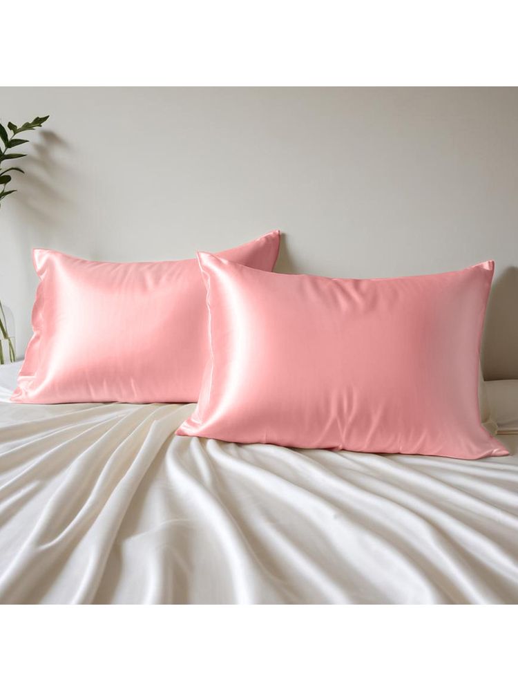 Layers Micro Satin Silk Rose Bloom Pillow Covers - Pack of 2