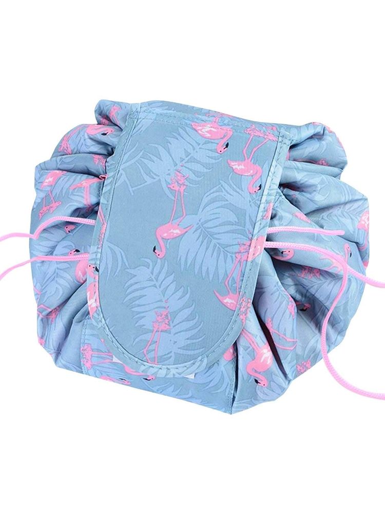 Awestuffs Deluxe Drawstring Cosmetic & Makeup Bag Organizer, Toiletry Bag For Travel- Blue-picture-4