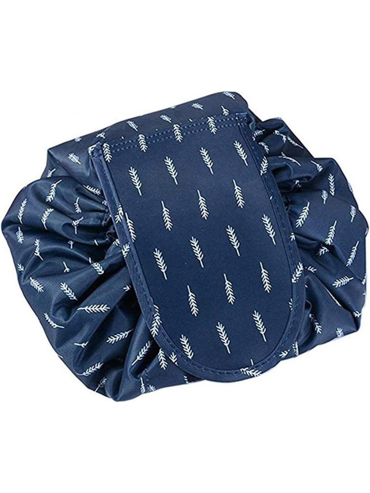 Awestuffs Deluxe Drawstring Cosmetic & Makeup Bag Organizer, Toiletry Bag For Travel-Navy Blue-image-10