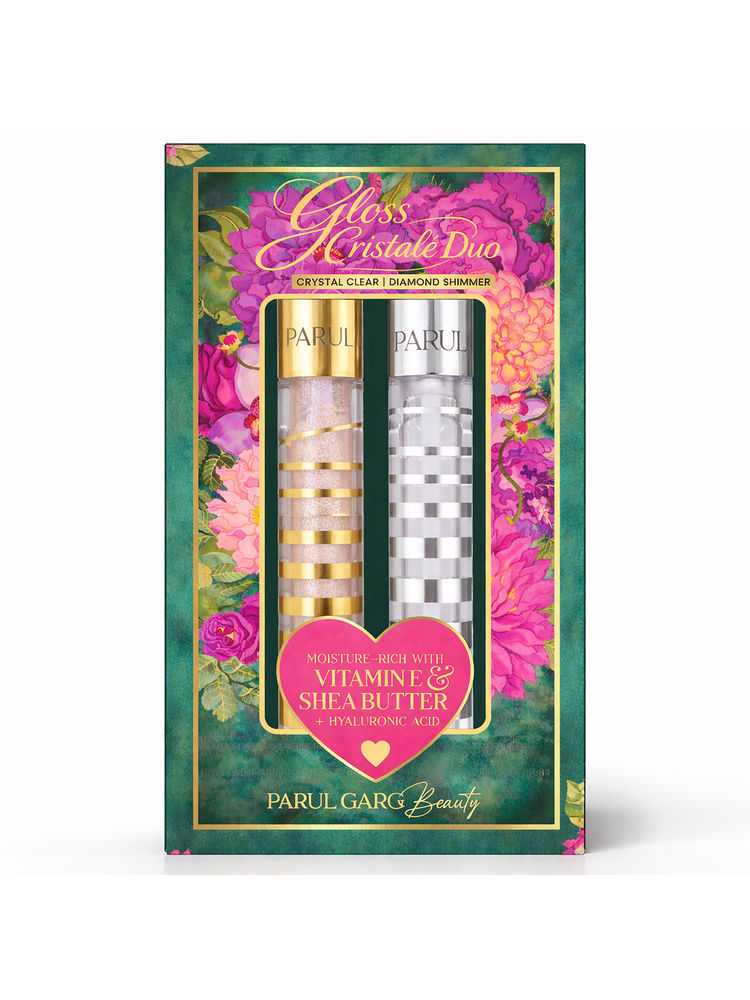 Parul Garg Beauty Gloss Cristale Duo Clear & Diamond Shimmer Lip Gloss Duo Pack, Non-Sticky Shine-image-42