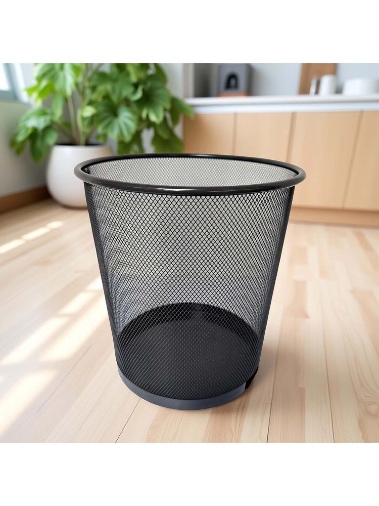 STOR Ash Grey Round Mesh Trash Can - 11L Rust-Proof Metal Waste Bin-image-7