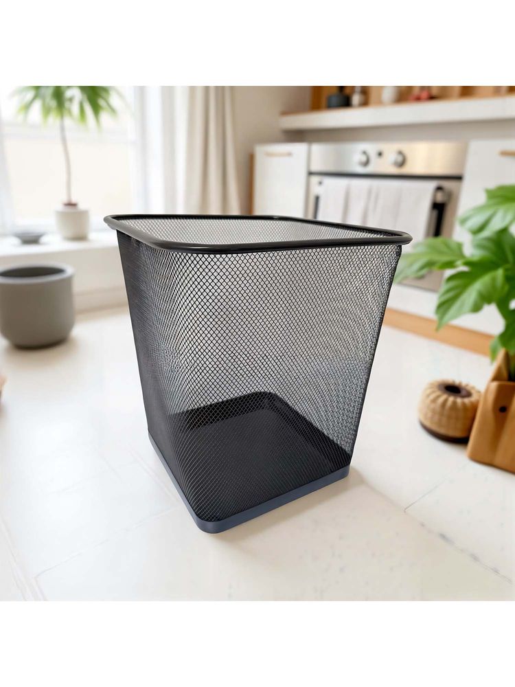 STOR Ash Grey Square Mesh Trash Can - 14L Rust-Proof Metal Waste Bin-picture-27