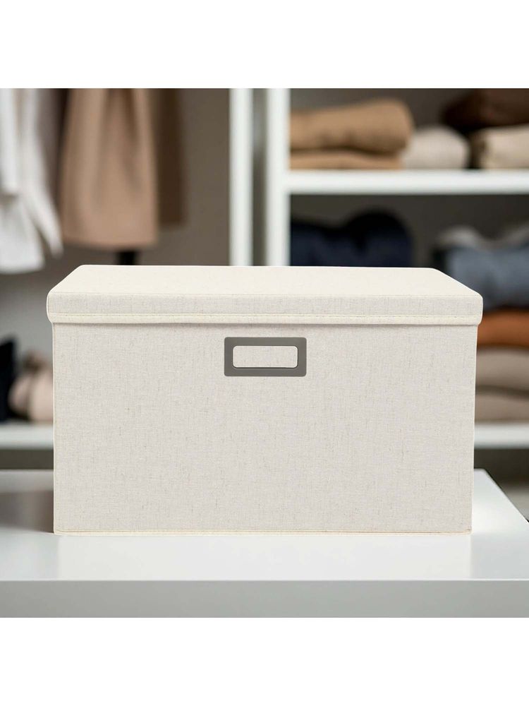 STOR Off-White Cotton-Hemp Foldable Storage Box-picture-13