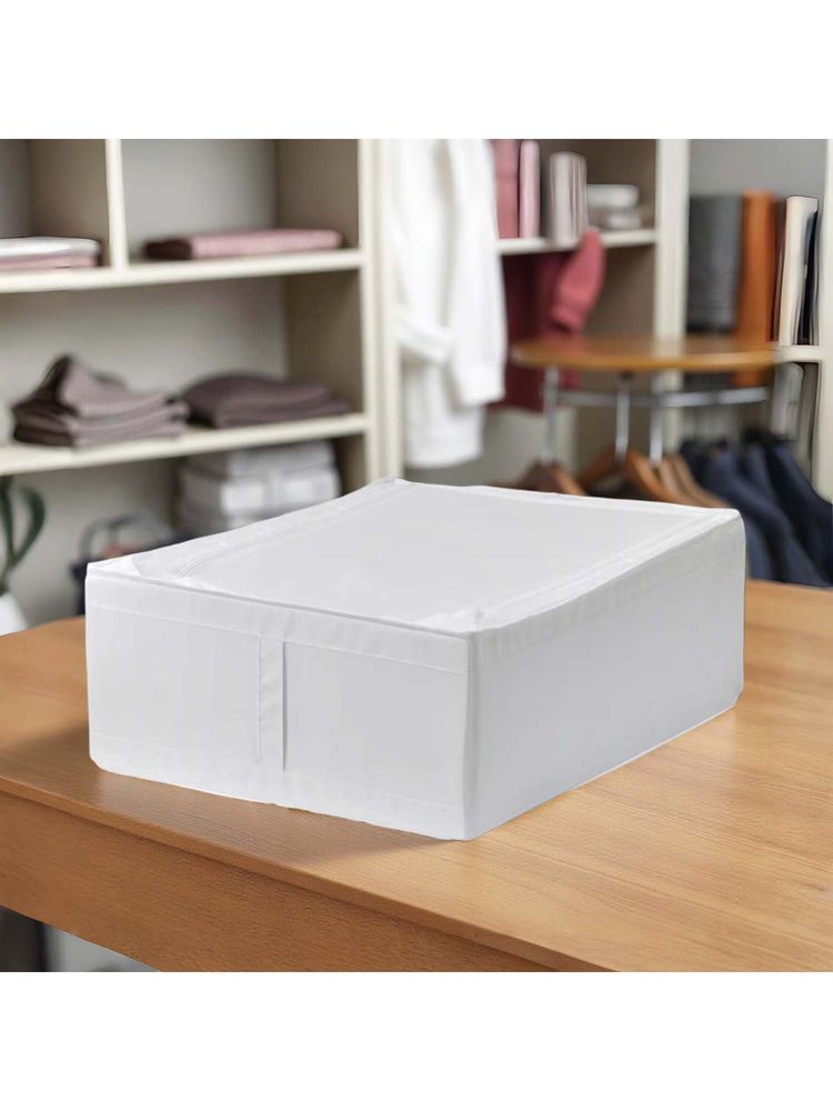 STOR White Storage Organizer - Durable Polyester With Zip Lid, Foldable & Space-Saving-picture-6