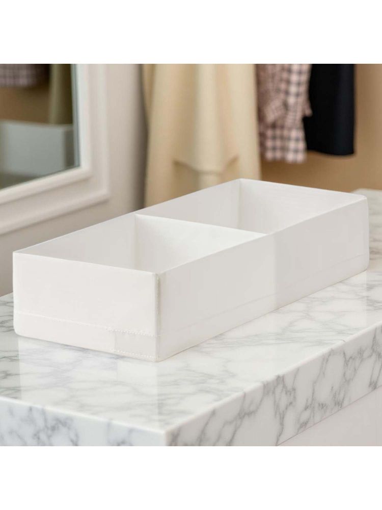 STOR White Polyester Storage Organizer - 2 Compartments, Foldable & Washable-picture-12