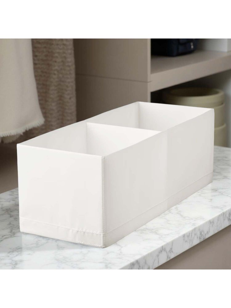 STOR White Polyester Storage Organizer - 2 Compartments, Foldable & Washable-picture-26
