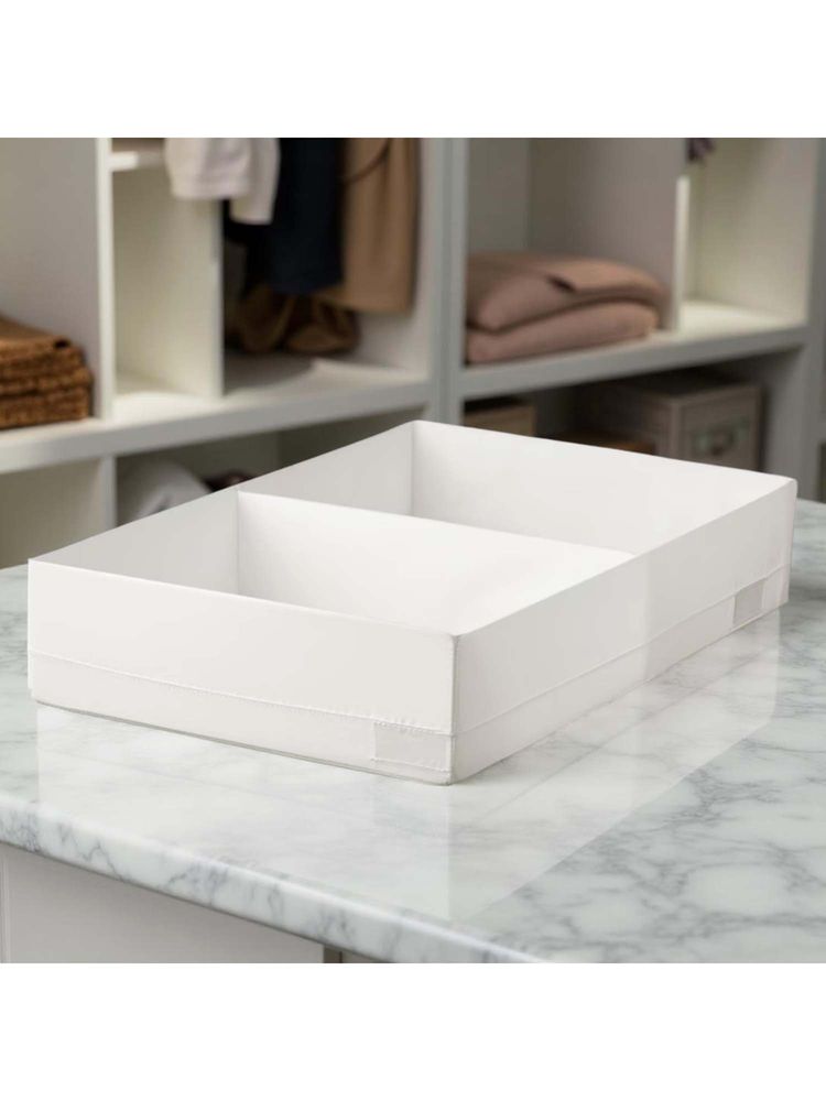 STOR White Polyester Storage Organizer - 2 Compartments, Foldable & Washable-picture-22