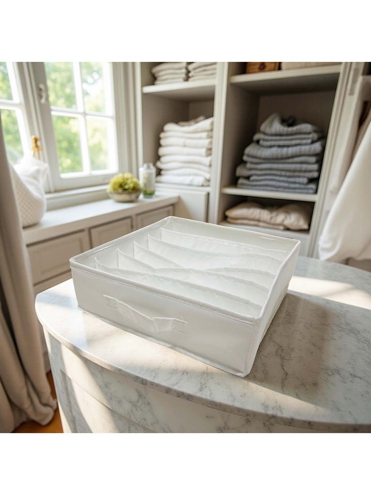 STOR White Polyester Storage Organizer - Foldable, Washable, Dustproof & Multi-Compartment-picture-19