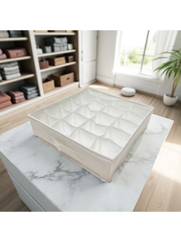 STOR White Polyester Storage Organizer - Foldable, Washable, Dustproof & Multi-Compartment-picture-13