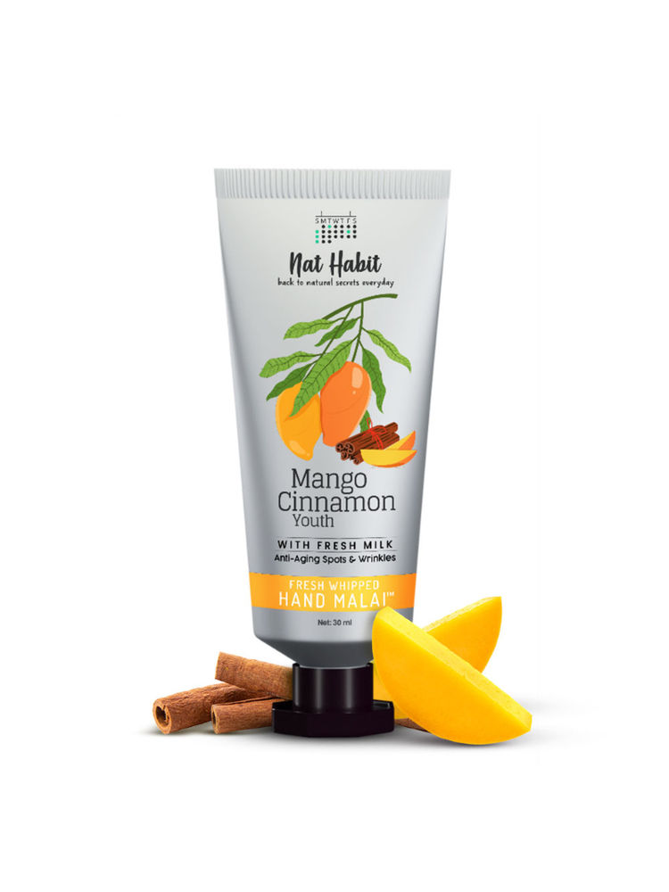 Nat Habit Mango Cinnamon Youth Hand Malai, Hand Creams for Dry Hands With Shea Butter For Women, Men