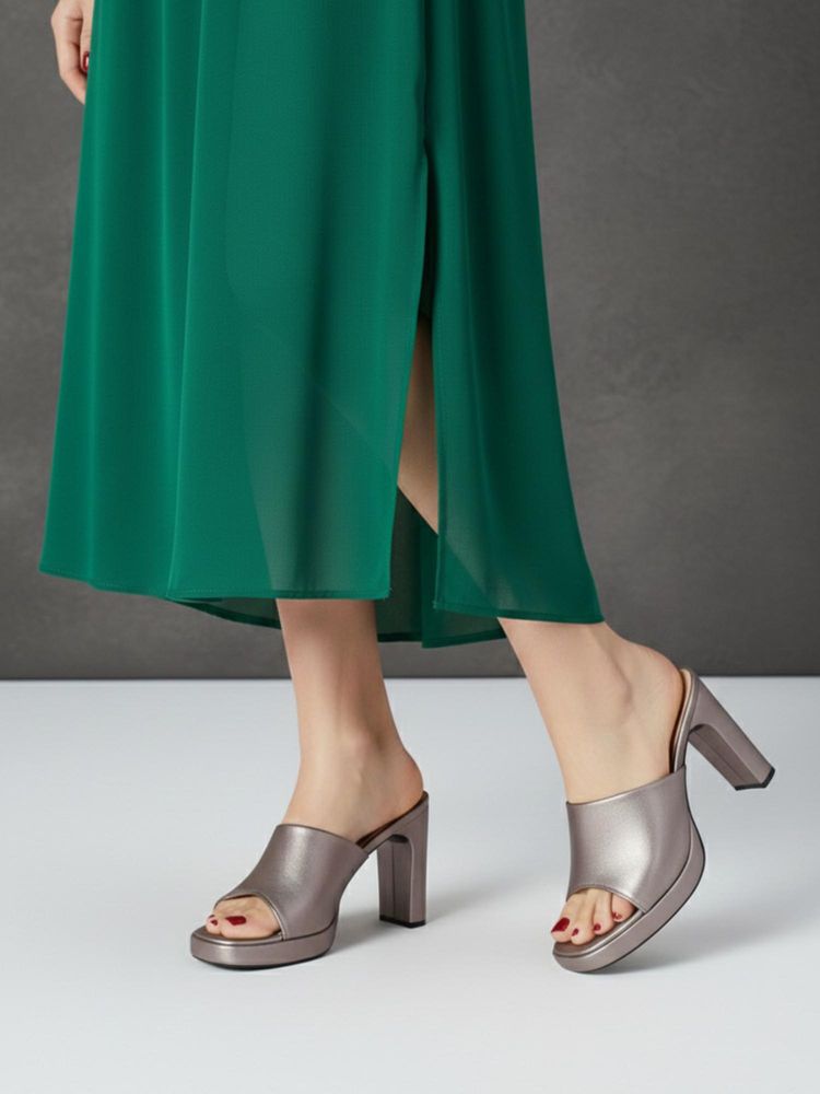 LYDC LONDON Ultra-Comfort Mauve Solid Heels-image-29