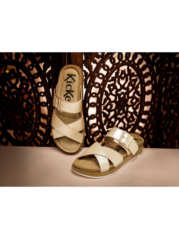Kickers Women Kick Vega Gold Platform Sandals-image-19