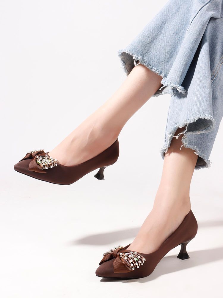 Dollphin Women Brown Pointed Toe Pumps-picture-19