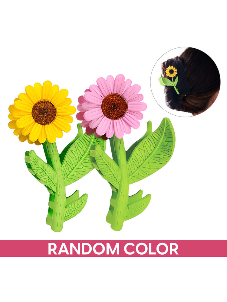 Matra Claw Clip Flower Hair Clutchers Matte Sunflower Clip Large Big Clutches Set-picture-27