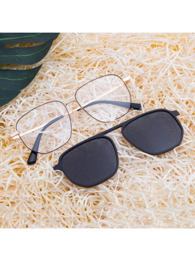 TED SMITH Unisex Gold-Black Aviator Metal Frames Clip On Sunglass With Polarized Lens-picture-16
