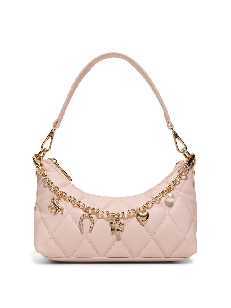 Aldo Pink Synthetic Textured Handbag with Detachable Strap-image-6
