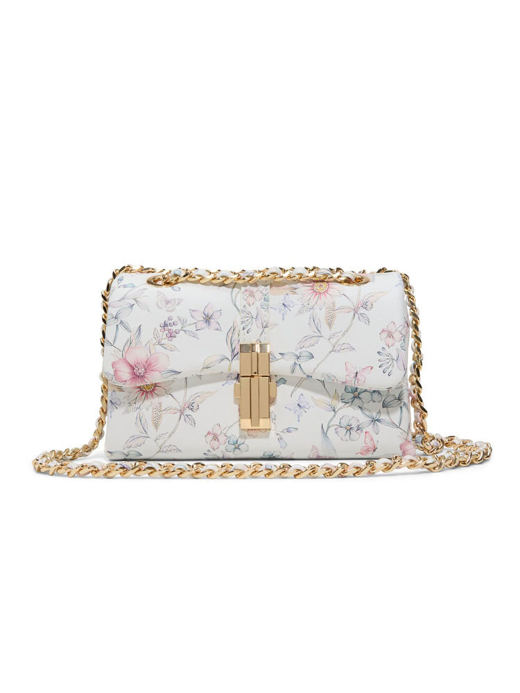 Aldo White Synthetic Floral Slingbag-image-46