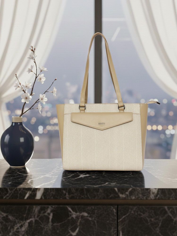 ESBEDA Beige Pu Solid Handbag with Detachable Strap-image-48