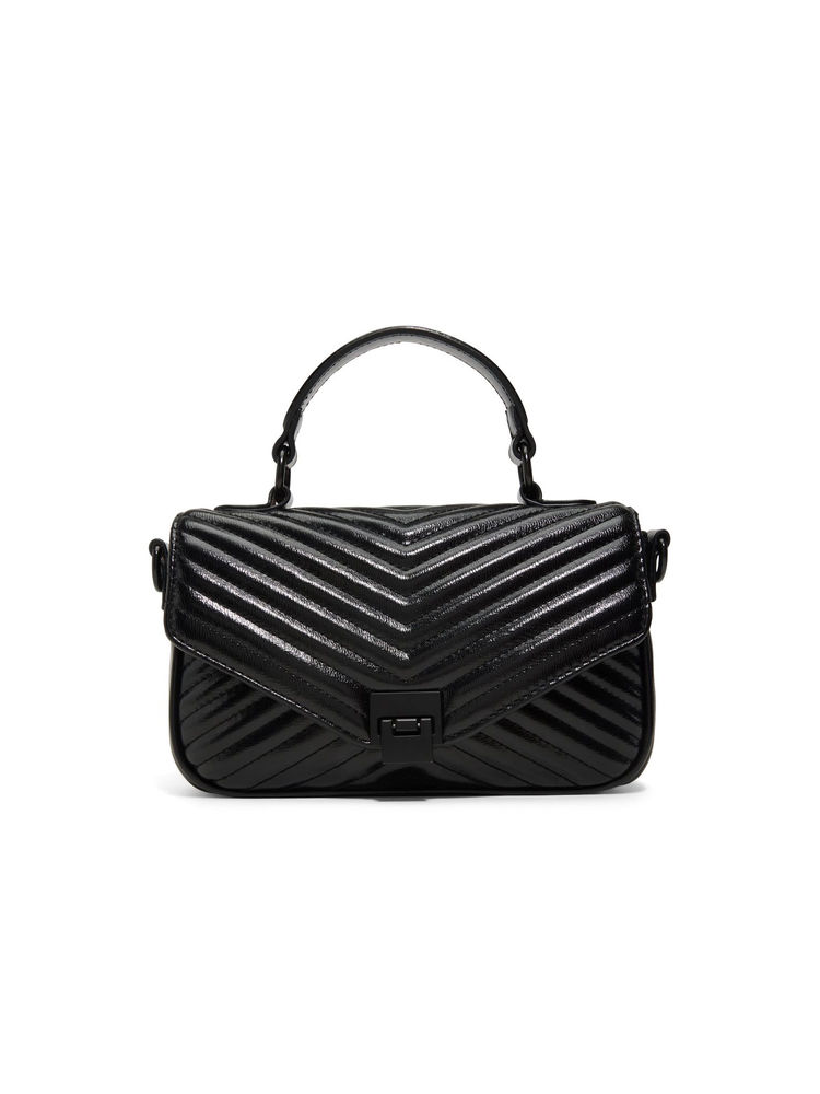 Call It Spring Black Synthetic Textured Handbag with Detachable Strap-picture-20