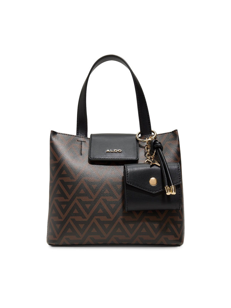 Aldo Brown Synthetic Printed Handbag with Coin Pouch and Detachable Strap-picture-28