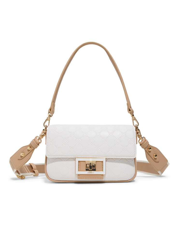 Aldo White Synthetic Solid Handbag with Detachable Chain Strap and Strap-picture-27