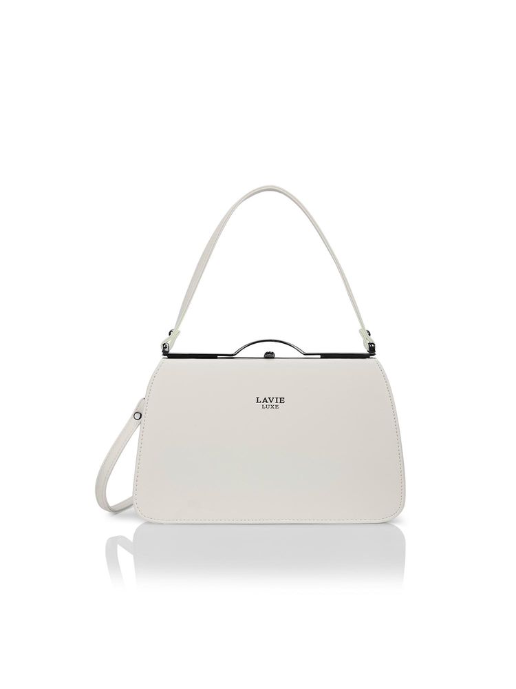 Lavie Luxe Off White Synthetic Leather Solid Handbag with Detachable Strap-picture-22