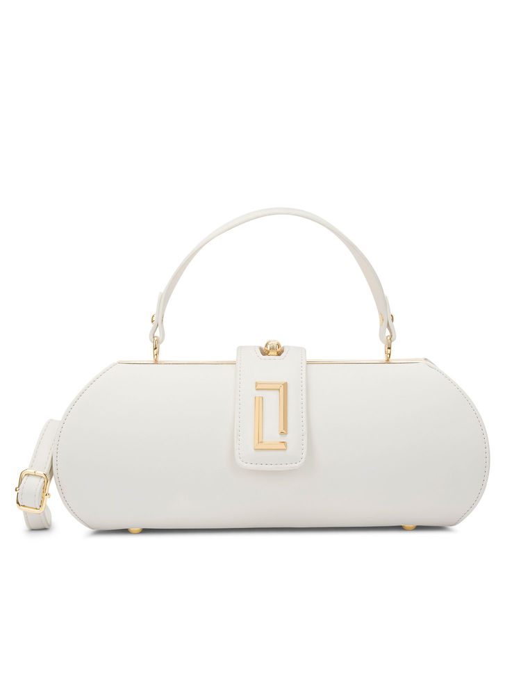 Lavie Luxe Off White Synthetic Leather Solid Handheld Bag with Detachable Strap-image-21