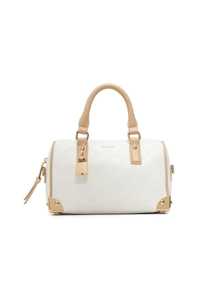 Aldo White Synthetic Solid Handbag with Detachable Strap-image-45