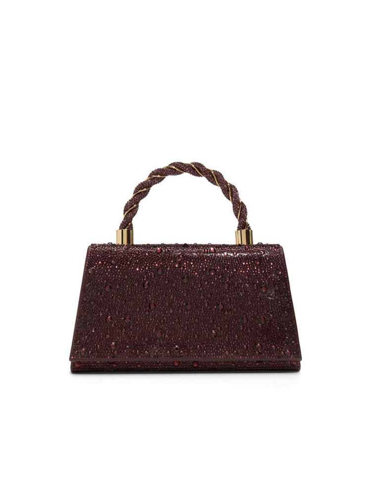 Aldo Maroon Synthetic Embellished Handbag with Detachable Strap-picture-1