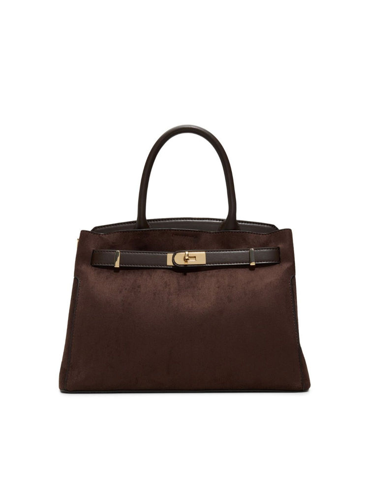 Call It Spring Brown Textile Solid Handbag with Detachable Strap-picture-17