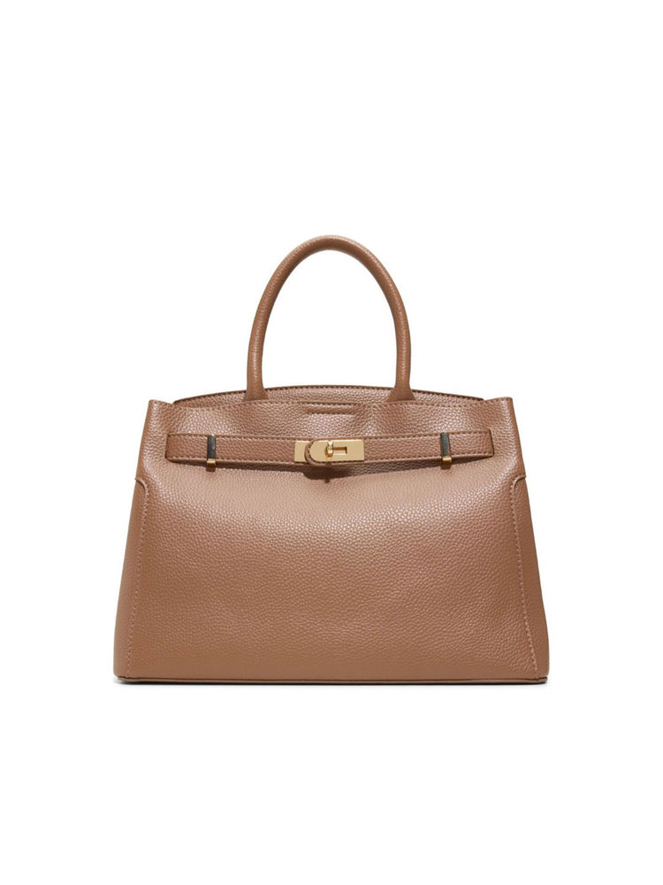 Call It Spring Tan Synthetic Solid Handbag with Detachable Strap-picture-20