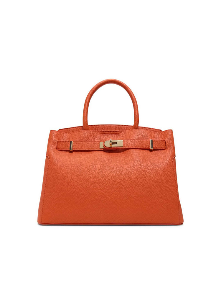 Call It Spring Orange Synthetic Solid Handbag with Detachable Strap-picture-15