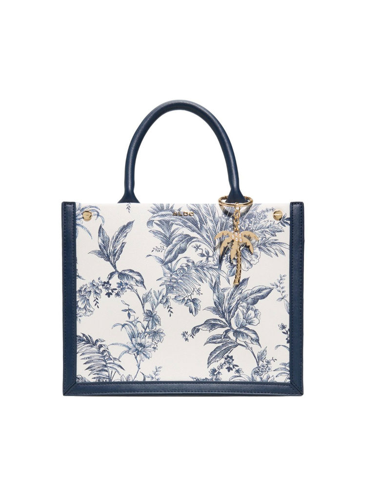 Aldo Navy Blue Synthetic Printed Handbag with Detachable Strap-image-26