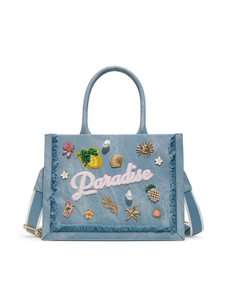 Aldo Blue Synthetic Self Design Handbag with Detachable Strap-image-25