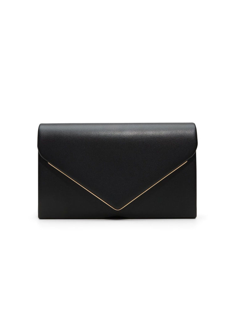 Call It Spring Black Synthetic Solid Clutch with Detachable Chain Strap-image-13