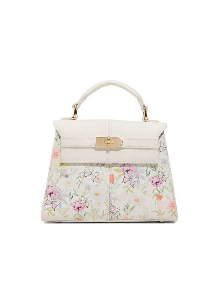 Call It Spring White Synthetic Floral Handbag with Detachable Strap-picture-16