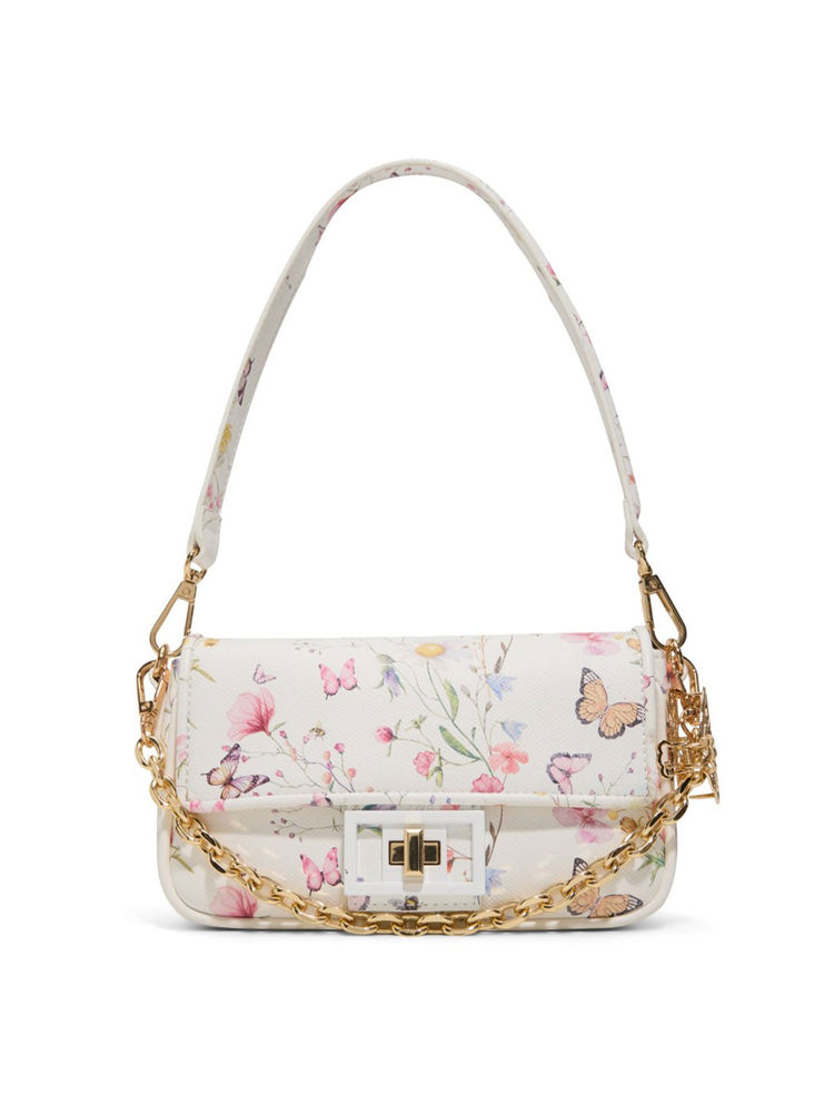 Aldo White Synthetic Printed Handbag with Detachable Strap-image-28