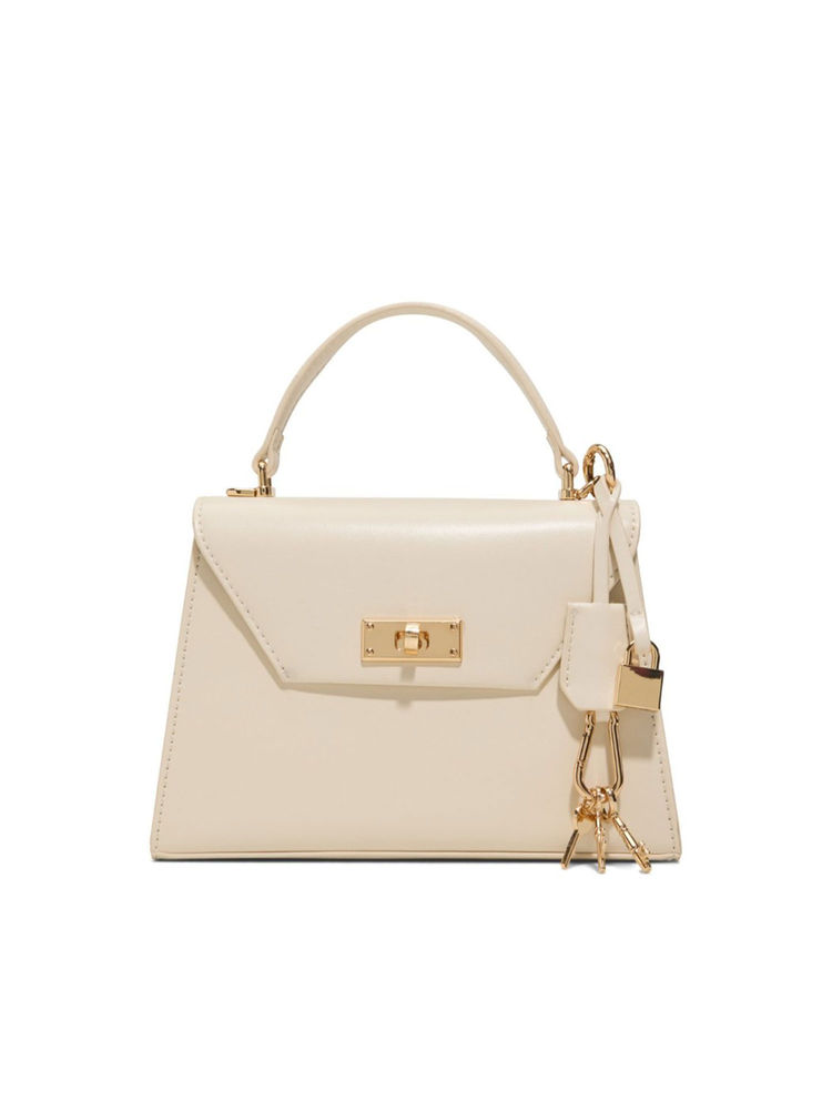 Aldo White Synthetic Solid Handbag with Detachable Strap-image-44