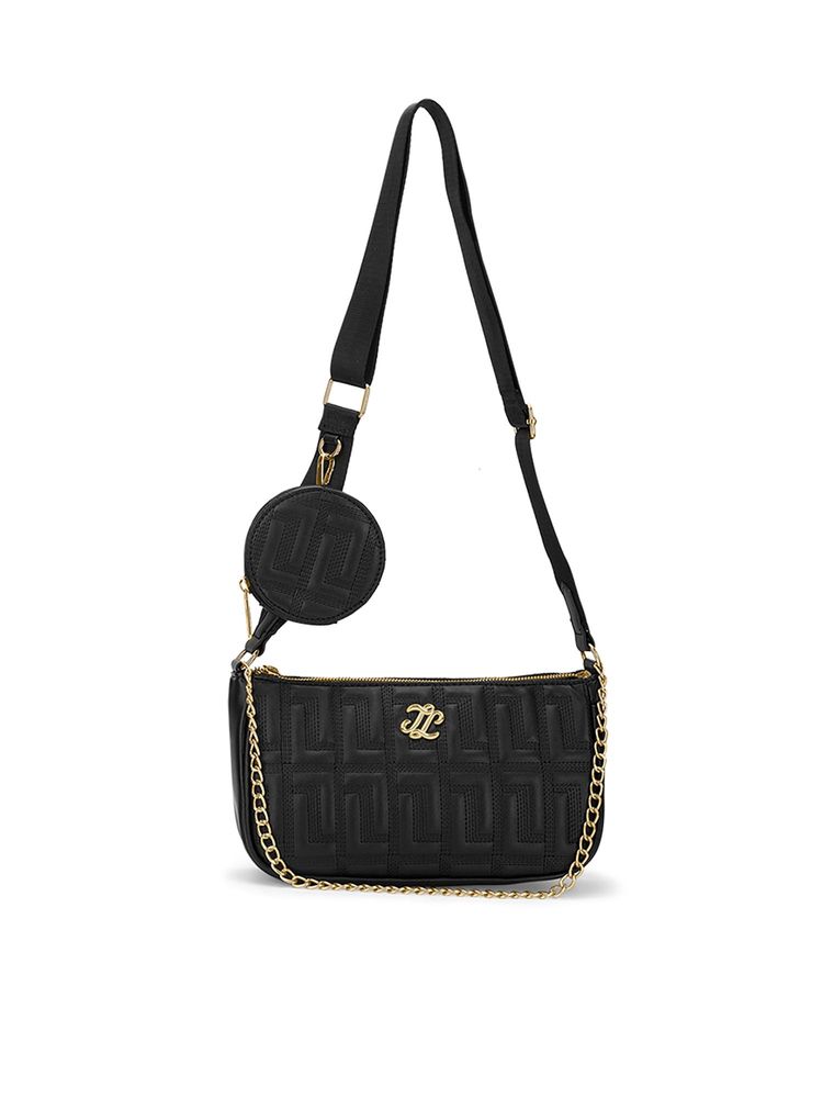 Lavie Signature Black Synthetic Leather Textured Handbag-image-23