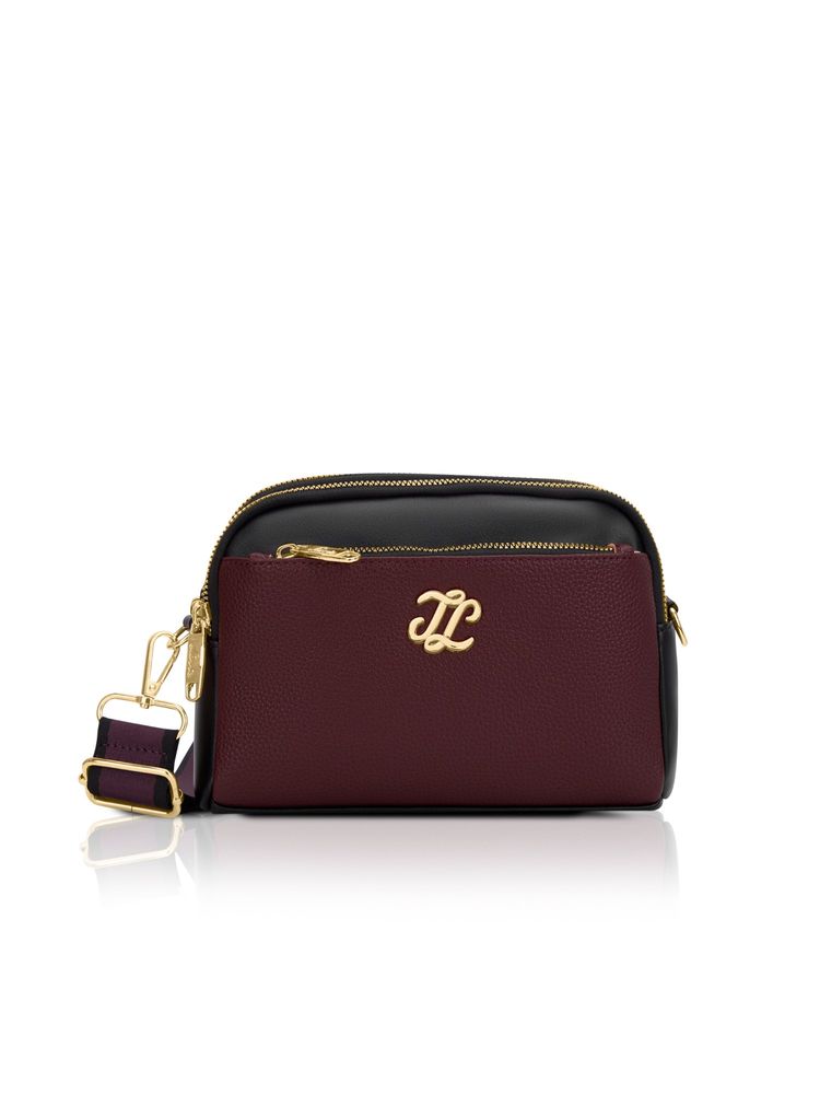 Lavie Signature Maroon Synthetic Leather Colorblock Slingbag with Detachable Strap-picture-11
