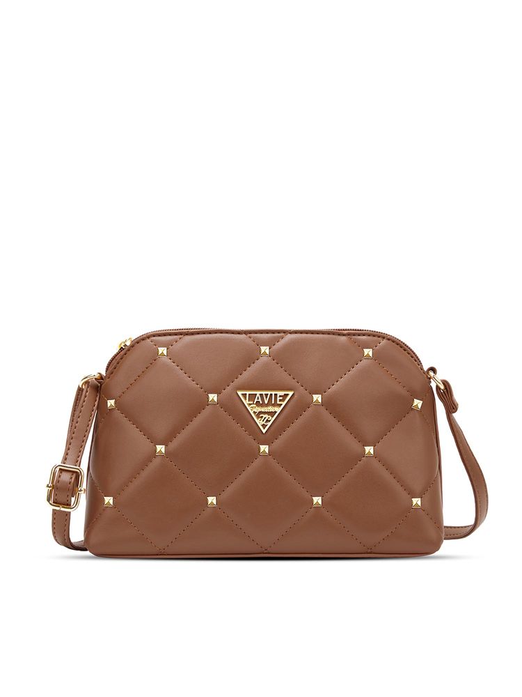 Lavie Signature Tan Synthetic Leather Textured Slingbag-image-42