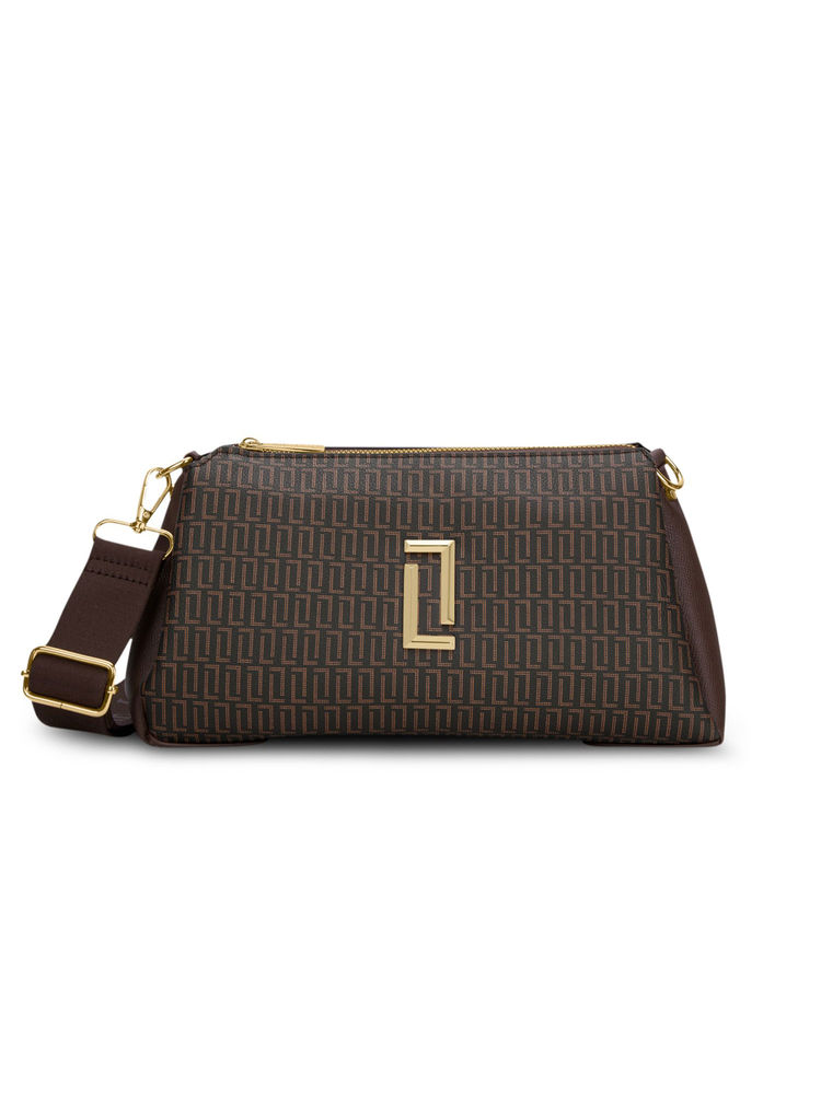 Lavie Luxe Brown Synthetic Leather Printed Slingbag with Detachable Strap-image-14
