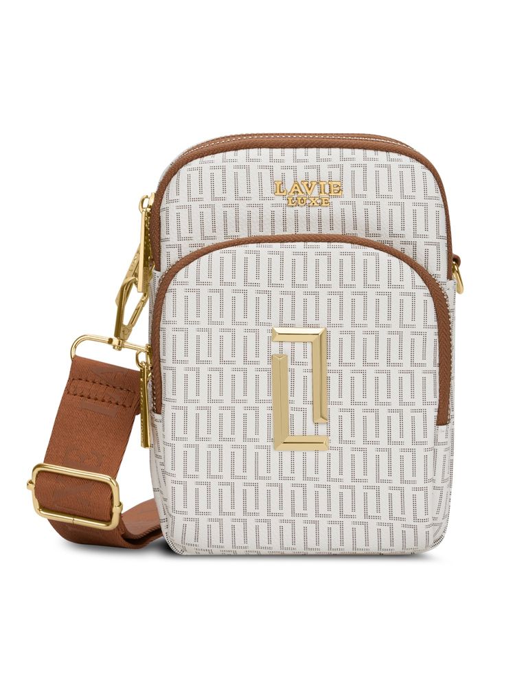 Lavie Luxe White Synthetic Leather Printed Slingbag with Detachable Strap-image-0