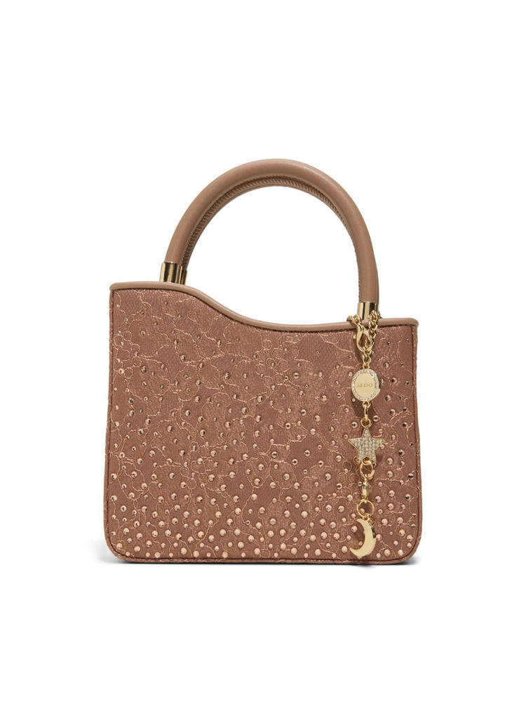 Aldo Brown Textile Self Design Handbag with Detachable Strap-picture-15
