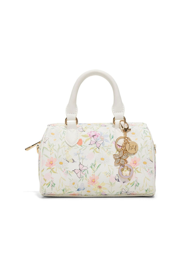 Call It Spring White Synthetic Floral Handbag with Detachable Strap-picture-22